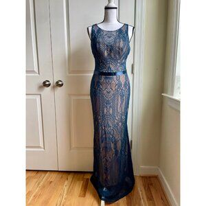 Ashley & Justin Bridesmaids Navy Lace Gown - Size 12